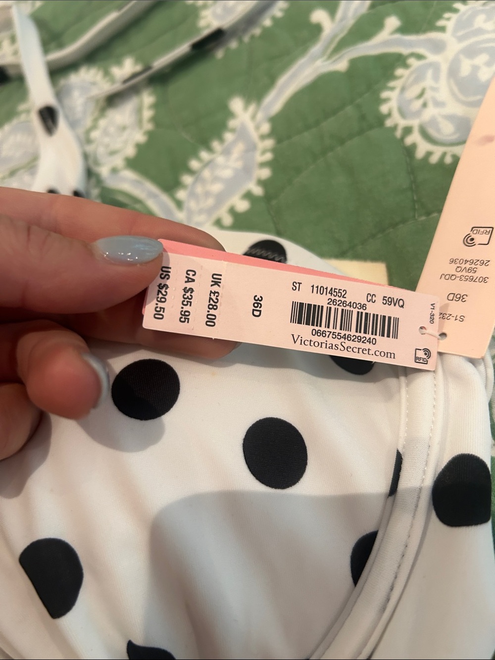 Victoria's Secret White Bikini Top with Black Polka Dots NWT - Picture 3 of 7